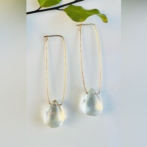Anthropologie Gold and Clear Teardrop Earrings